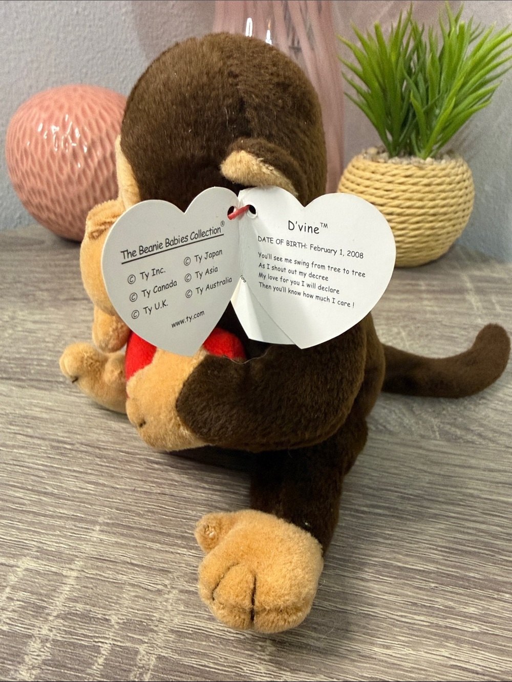 Ty Beanie Babies- D'vine the Monkey With Tags - Picture 7 of 7